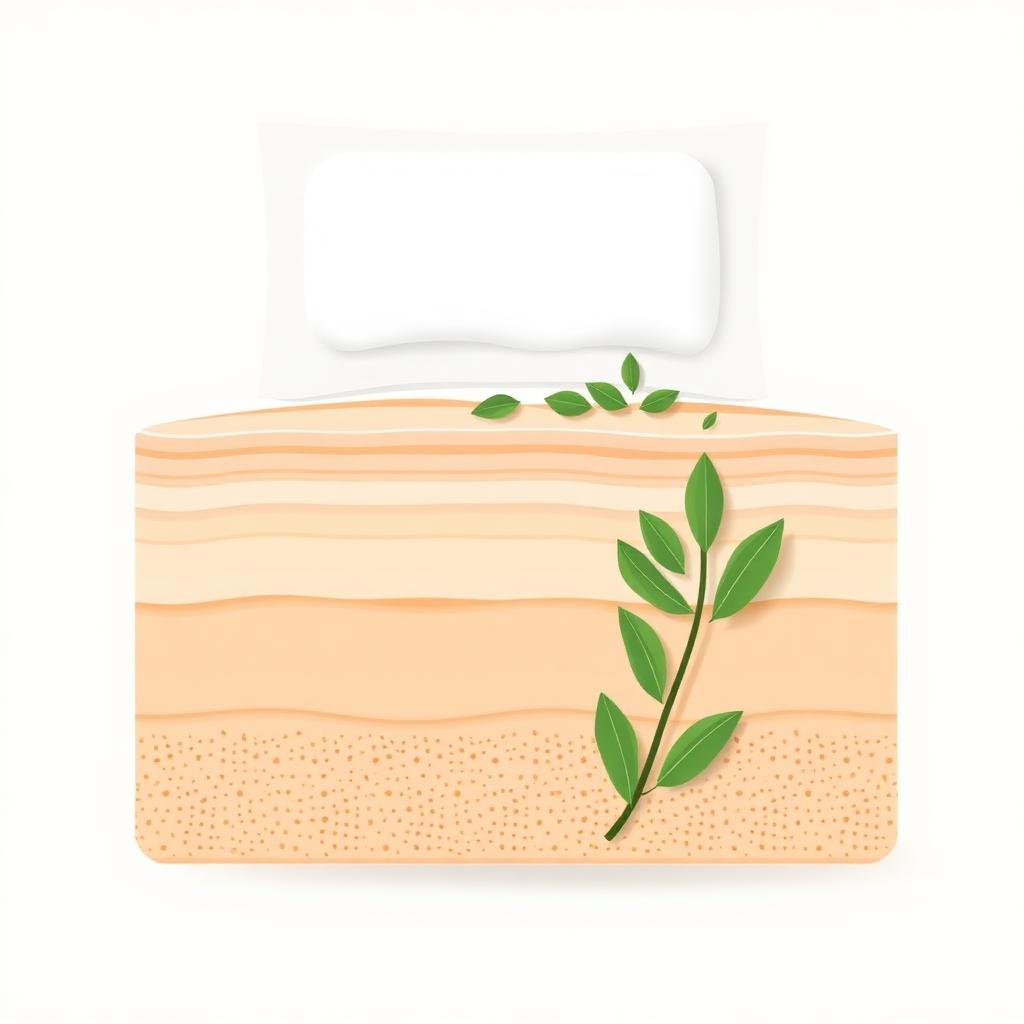 Illustration of a patch releasing a herbal blend into the skin
